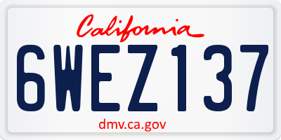 CA license plate 6WEZ137