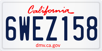 CA license plate 6WEZ158