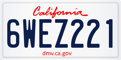 CA license plate 6WEZ221