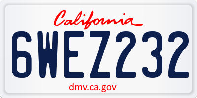 CA license plate 6WEZ232
