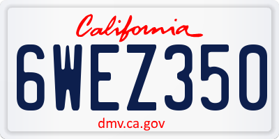 CA license plate 6WEZ350