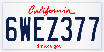 CA license plate 6WEZ377