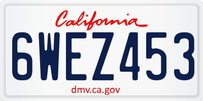 CA license plate 6WEZ453