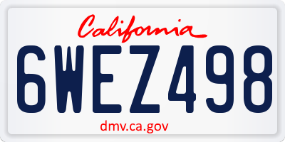 CA license plate 6WEZ498