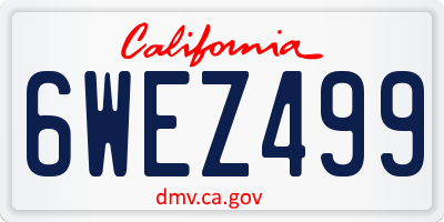 CA license plate 6WEZ499