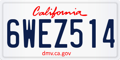 CA license plate 6WEZ514
