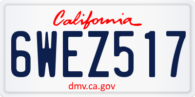 CA license plate 6WEZ517