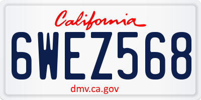 CA license plate 6WEZ568