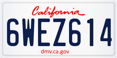 CA license plate 6WEZ614