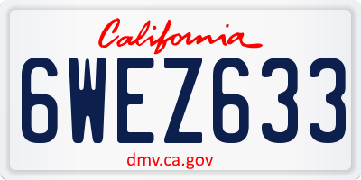 CA license plate 6WEZ633