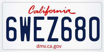 CA license plate 6WEZ680