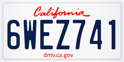 CA license plate 6WEZ741