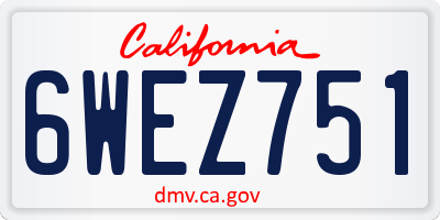 CA license plate 6WEZ751