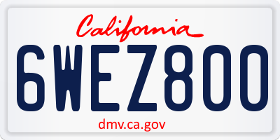 CA license plate 6WEZ800