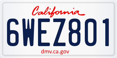 CA license plate 6WEZ801