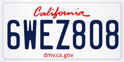 CA license plate 6WEZ808