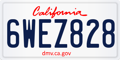CA license plate 6WEZ828