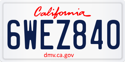 CA license plate 6WEZ840