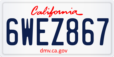 CA license plate 6WEZ867