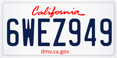 CA license plate 6WEZ949
