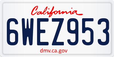 CA license plate 6WEZ953