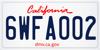 CA license plate 6WFA002