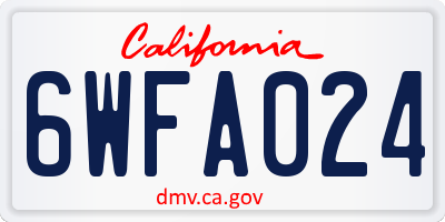 CA license plate 6WFA024