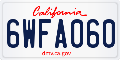 CA license plate 6WFA060
