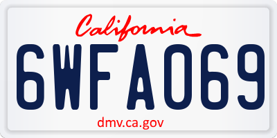 CA license plate 6WFA069