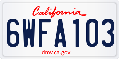 CA license plate 6WFA103