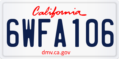 CA license plate 6WFA106