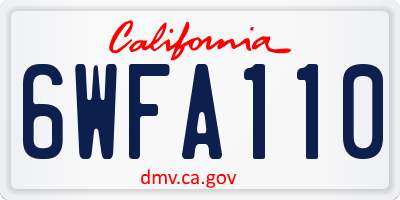 CA license plate 6WFA110