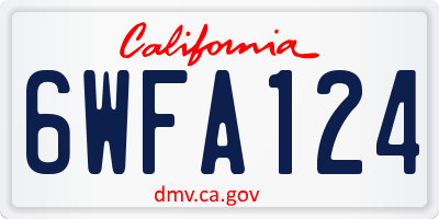 CA license plate 6WFA124