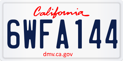 CA license plate 6WFA144