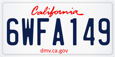 CA license plate 6WFA149