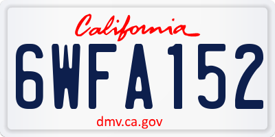 CA license plate 6WFA152