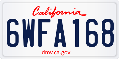 CA license plate 6WFA168