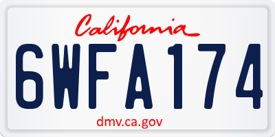 CA license plate 6WFA174