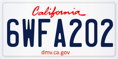 CA license plate 6WFA202