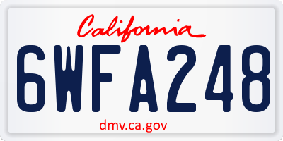 CA license plate 6WFA248