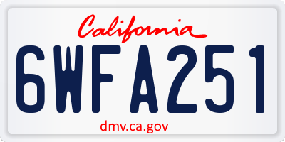 CA license plate 6WFA251