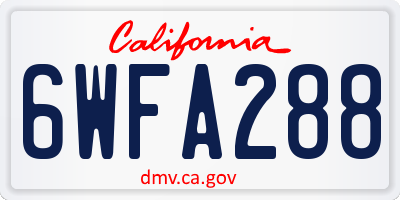 CA license plate 6WFA288