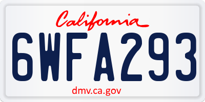 CA license plate 6WFA293