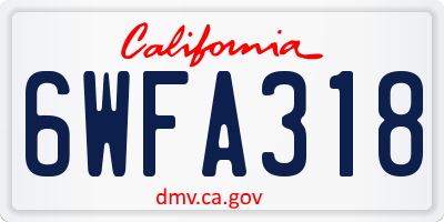 CA license plate 6WFA318