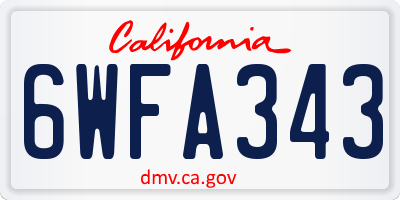 CA license plate 6WFA343