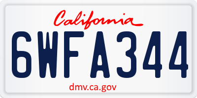 CA license plate 6WFA344