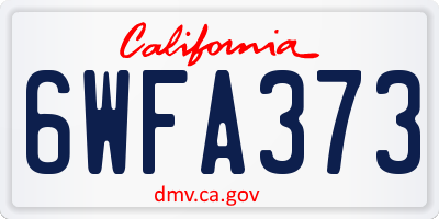 CA license plate 6WFA373