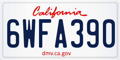 CA license plate 6WFA390