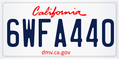 CA license plate 6WFA440