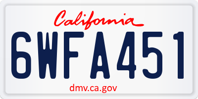 CA license plate 6WFA451